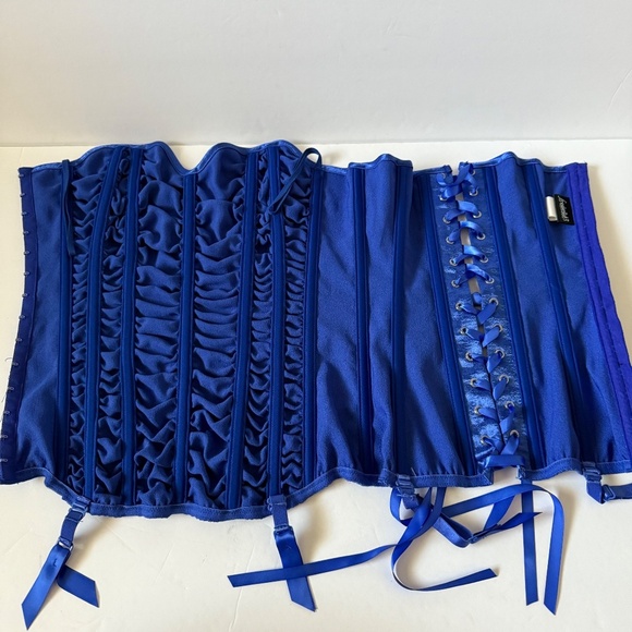 Fredrick's Of Hollywood Blue Ruched Sweetheart Strapless Corset Size 32 Coquette - Picture 10 of 13